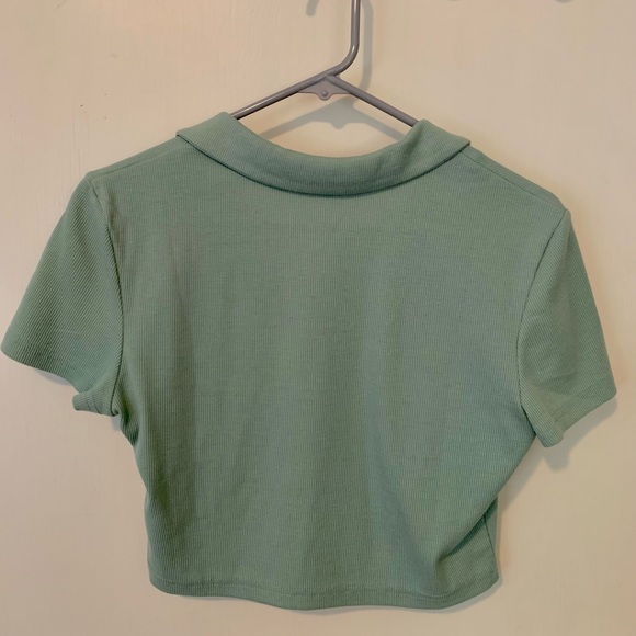 Sage Green Cropped Polo - Picture 2 of 3